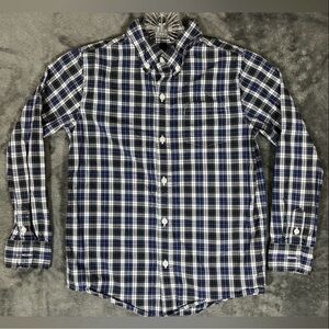 Janie and Jack Boys Green/Red/Blue Plaid Poplin Button Down Long Sleeve Size 6